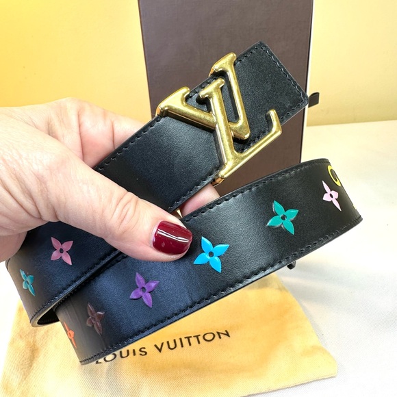 Louis Vuitton Monogram New Wave Black Leather Belt GHW 31.75”-35.75” Box Bag COA - Picture 5 of 12